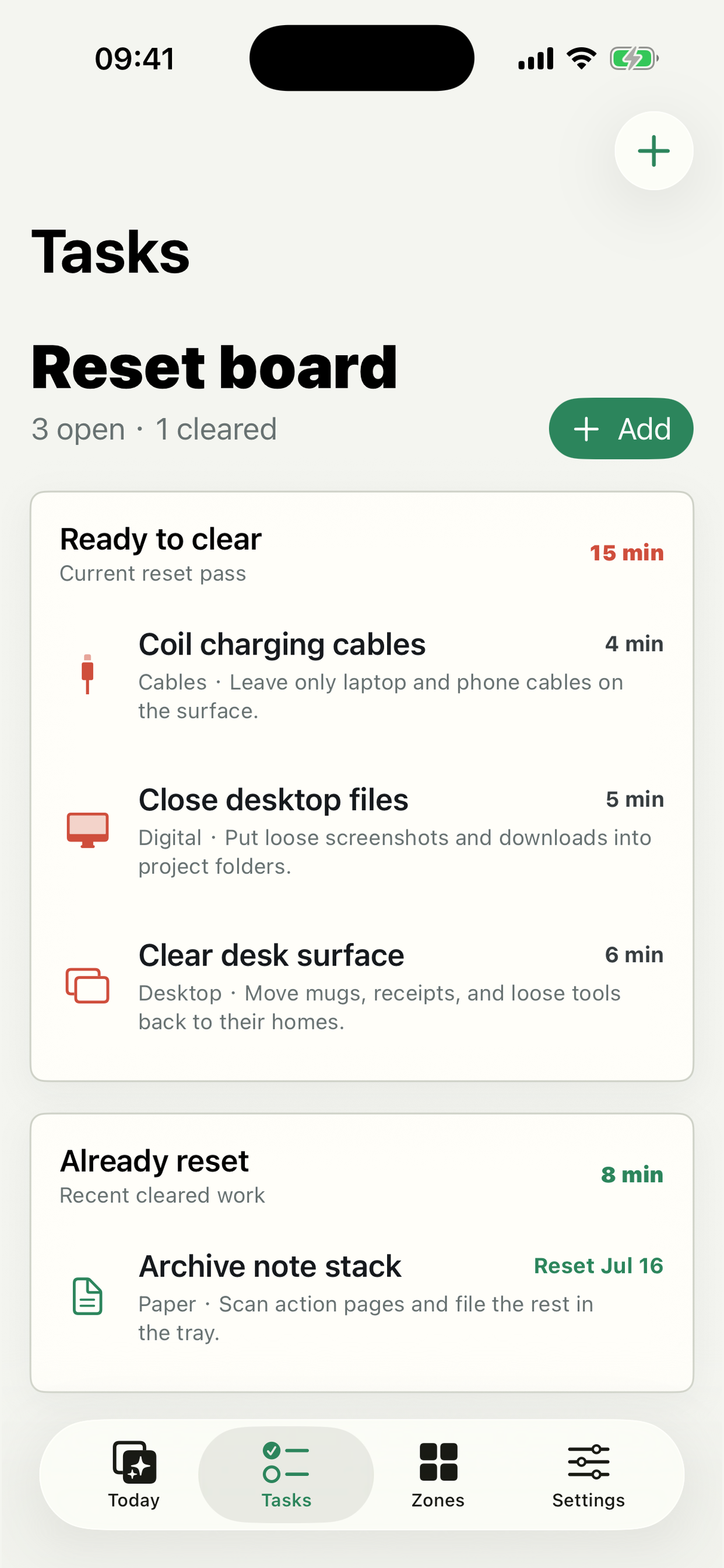 Task checklist